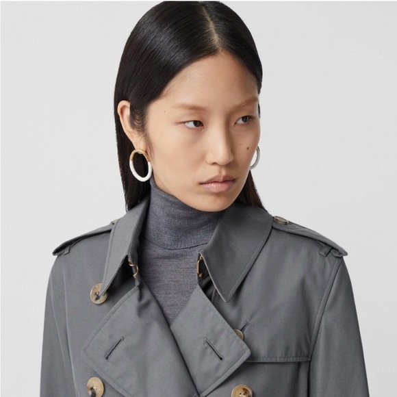 Authentic Burberry Kensington Long Check Print Lining‎ Trench Coat, Gray, 16 NWT - Picture 4 of 16